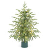 24" pre-lit tabletop Christmas tree with realistic PE branch tips, rotating musical base, and 35 warm white LED lights.