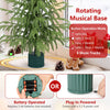 24" pre-lit tabletop Christmas tree with a rotating musical base, featuring 35 LED lights and 8 music tracks for festive cheer.