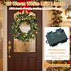 24” pre-lit Christmas wreath with 90 frosted branch tips, warm white LED lights, perfect for festive door decoration.