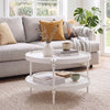 24" Round Coffee Table Plastic Side Table with Metal Legs-White - Gallery View 1 of 10