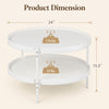 24" round white coffee table with metal legs, featuring a waterproof surface and extra storage space for small living areas.