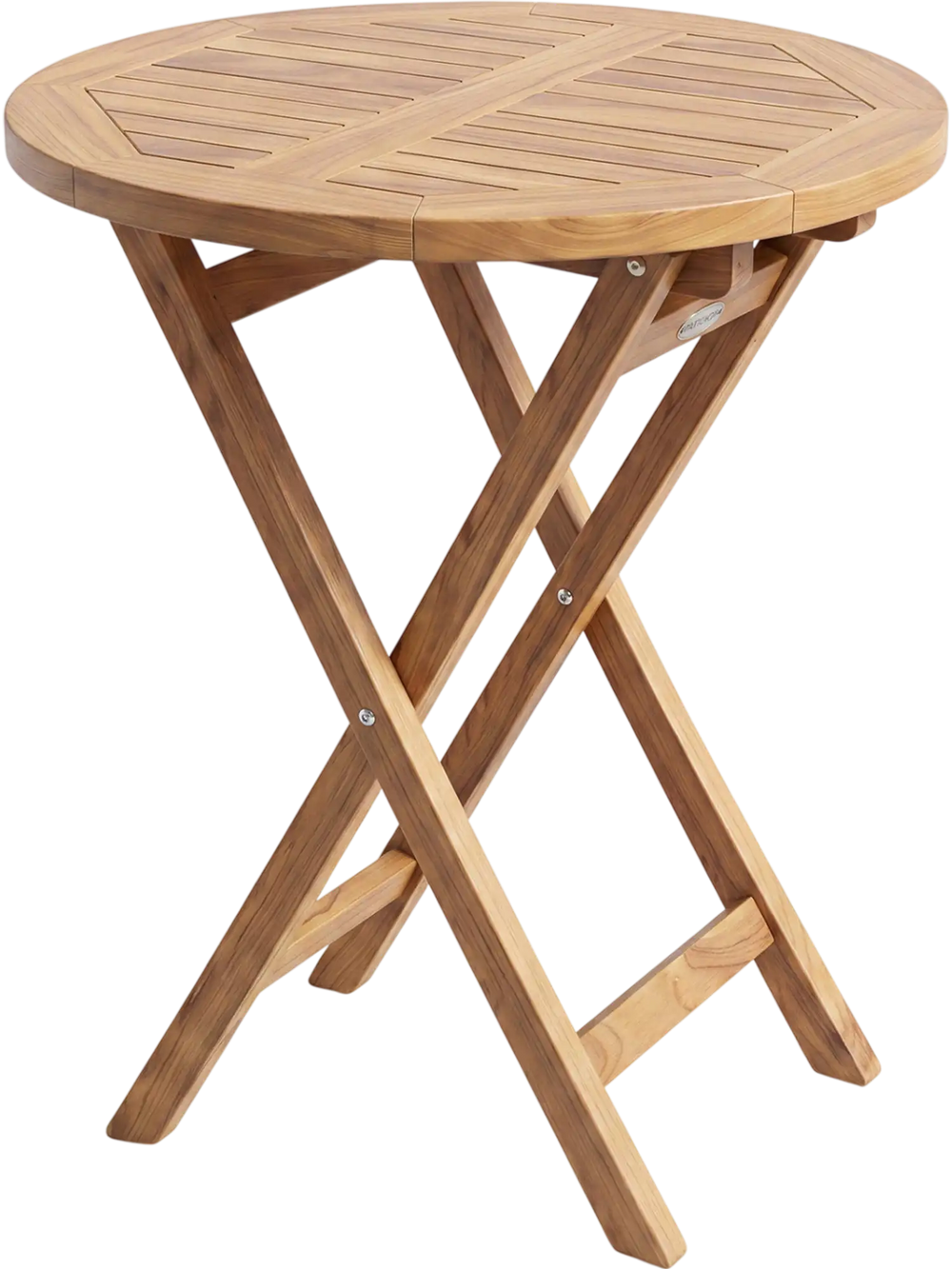 24" Round Solid Teak Outdoor Folding Bistro Table with Footrest