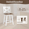 24" rubberwood swivel barstool with backrest, featuring a large seat and robust metal base for kitchen or dining use.