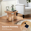 Small solid mahogany wood coffee table featuring a tool-free assembly design, ideal for easy setup in any living space.