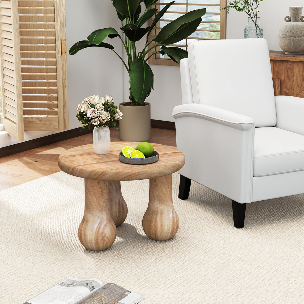 Solid mahogany wood coffee table with smooth round edges, ideal for holding drinks and snacks in your living room or.