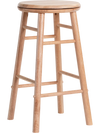 Natural rubber wood 24" swivel bar stool with footrest and crossbars, ideal for dining room or balcony use.