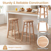 Set of 2 natural 24" swivel bar stools with footrests, featuring sturdy rubber wood construction for dining or living.