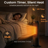 24-inch black ceramic tower space heater features 7-color flame, 1500W heat, and 12-hour timer for cozy, silent warmth.