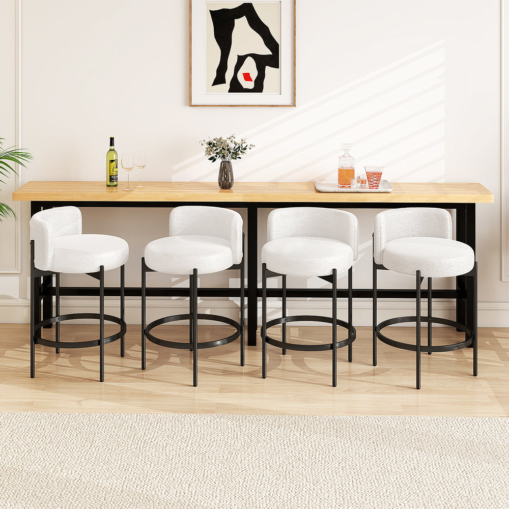 24 Inch Boucle Counter Stools Set of 4 with Curved Backrest - Gallery View 1 of 8