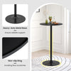 Modern 24-inch round cocktail table with black metal base and MDF top, featuring anti-slip ring for stability and.