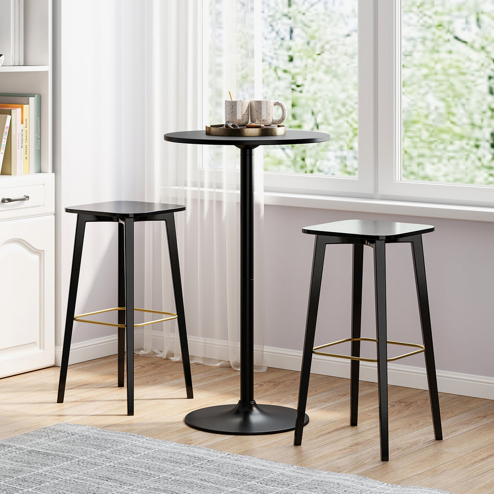 24-inch modern cocktail table with obsidian-patterned MDF top and black metal base, perfect for compact spaces and.