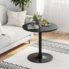 Modern 24-inch round cocktail table with black metal base and MDF top, perfect for homes, bars, and weddings.