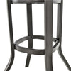 Close-up of the 24-inch patio bar height table's sturdy aluminum tabletop and adjustable foot pads for stability.