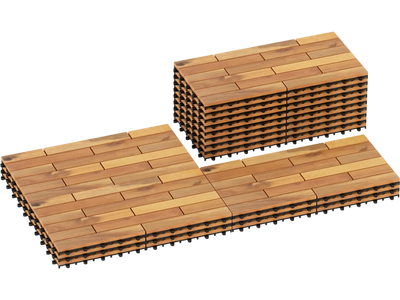 Costway Acacia Wood Interlocking Deck Tiles 24