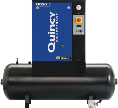 Quincy Compressor QGS Rotary Screw Air Compressor 230 Volt, Single Phase, 7.5 HP, 21.2 CFM, 60 Gallon New