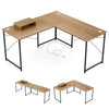 L-shaped desk with monitor shelf, heavy-duty steel frame, and cable management for a smart office setup.