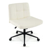 White swivel office chair with adjustable height, featuring a padded seat and heavy-duty steel frame for comfort and.