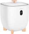 25L towel warmer bucket in white with wooden legs, featuring LCD display and two temperature settings for quick heating.