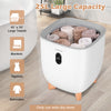 25L towel warmer bucket in white with towels inside, featuring dual temperature settings and a sleek design for home.
