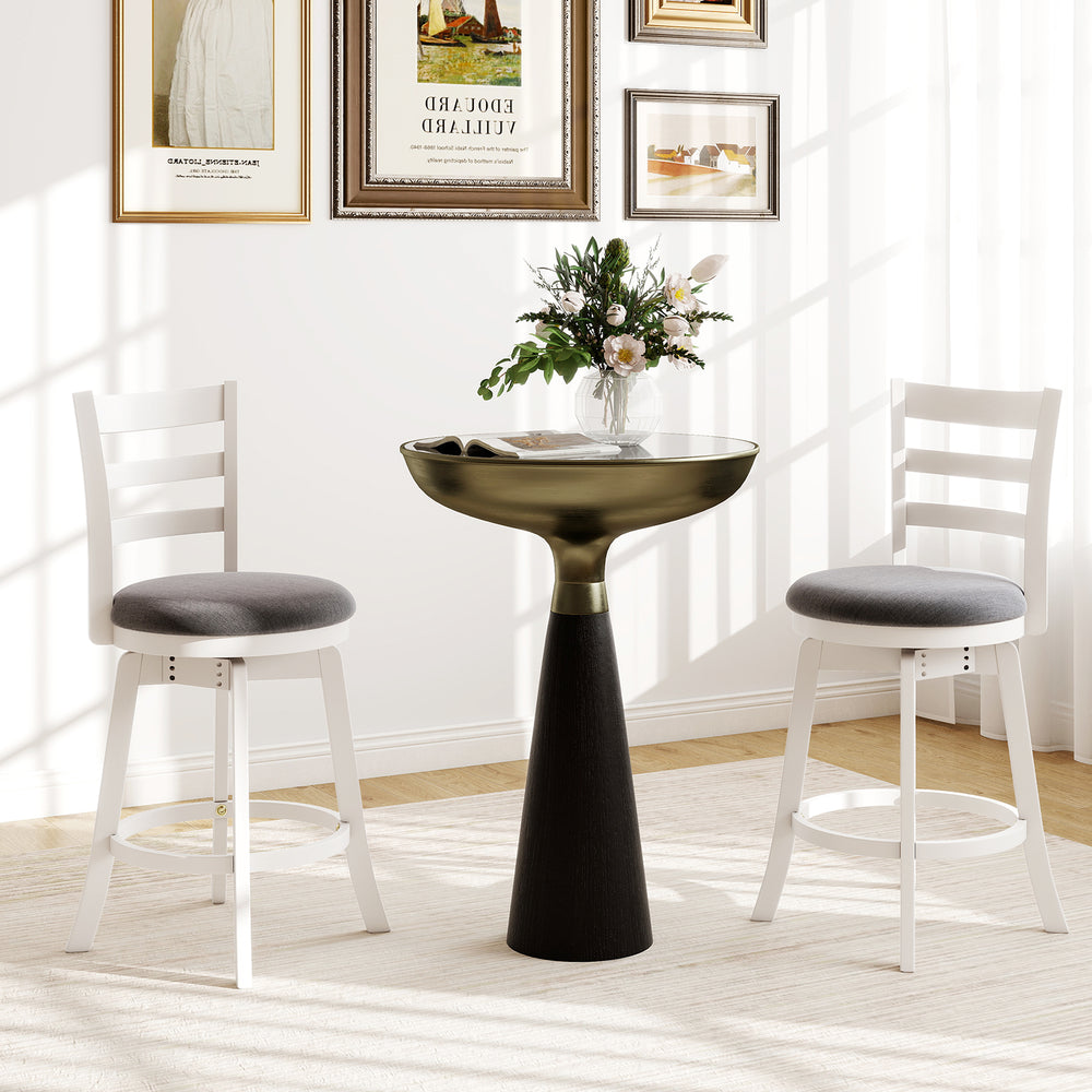 25"/30.5" Swivel Barstools Set of 2, 360° Rotating Bar/Counter Height Chairs with Upholstered Seat-25 Inch - Gallery View 1 of 8