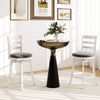 Set of two 25" swivel barstools with upholstered seats in gray, featuring a sturdy rubberwood construction for comfort.