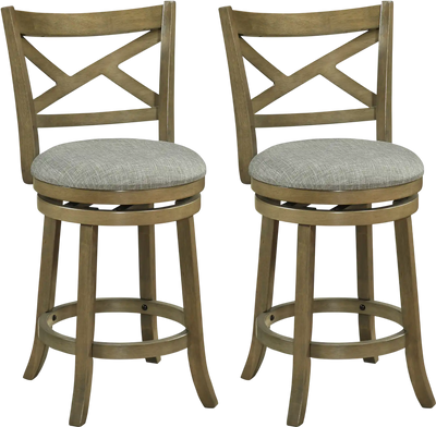 Costway Swivel Bar Stools Set of 2 with Backrests Wood Frame 25/30