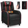 Massage Racing Gaming Single Recliner Chair in red with adjustable backrest, lumbar pillow, and extending footrest for.