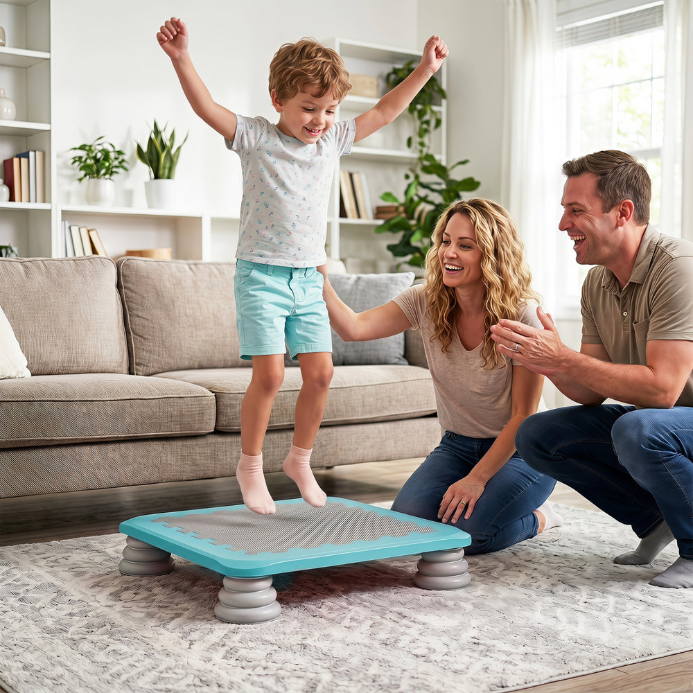 25.5 Inch Kids Mini Trampoline with 4 Removable and Non-Slip Foot Pads-Blue - Gallery View 1 of 11
