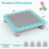 Square 25.5" mini trampoline for kids features a non-slip EVA surface and removable foot pads for indoor and outdoor play.