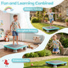 Mini trampoline for kids with a 25.5" non-slip surface, ideal for balance training and outdoor play.