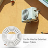 25-foot mini split line set with 1/4" and 1/2" O.D. copper pipes, ideal for extended connections and insulation.