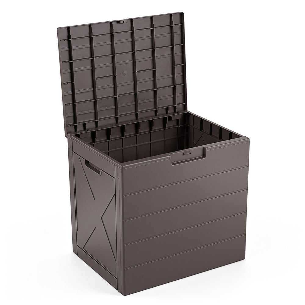 25 Gallon Storage Bin with Lid Carry Handles and Lock Hole for Patio Furniture Accessories-Brown - Gallery View 1 of 1