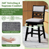 25-inch black bar stool with upholstered backrest, 360° swivel seat, and sturdy rubber wood frame for kitchen islands.