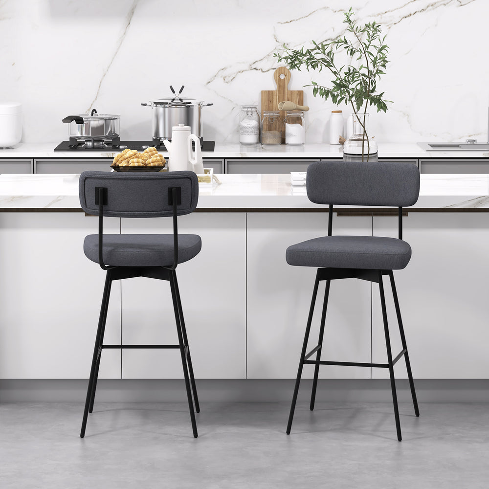 29 Inch Counter Height Upholstered Swivel Bar Stool Set of 2-Gray - Gallery View 1 of 9