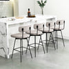 Beige 29-inch upholstered swivel bar stools with padded backrest, ideal for kitchen counters or dining areas.