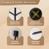 Rugged metal frame with reinforced X-shaped structure and adjustable foot pads for stability in beige swivel bar stool.