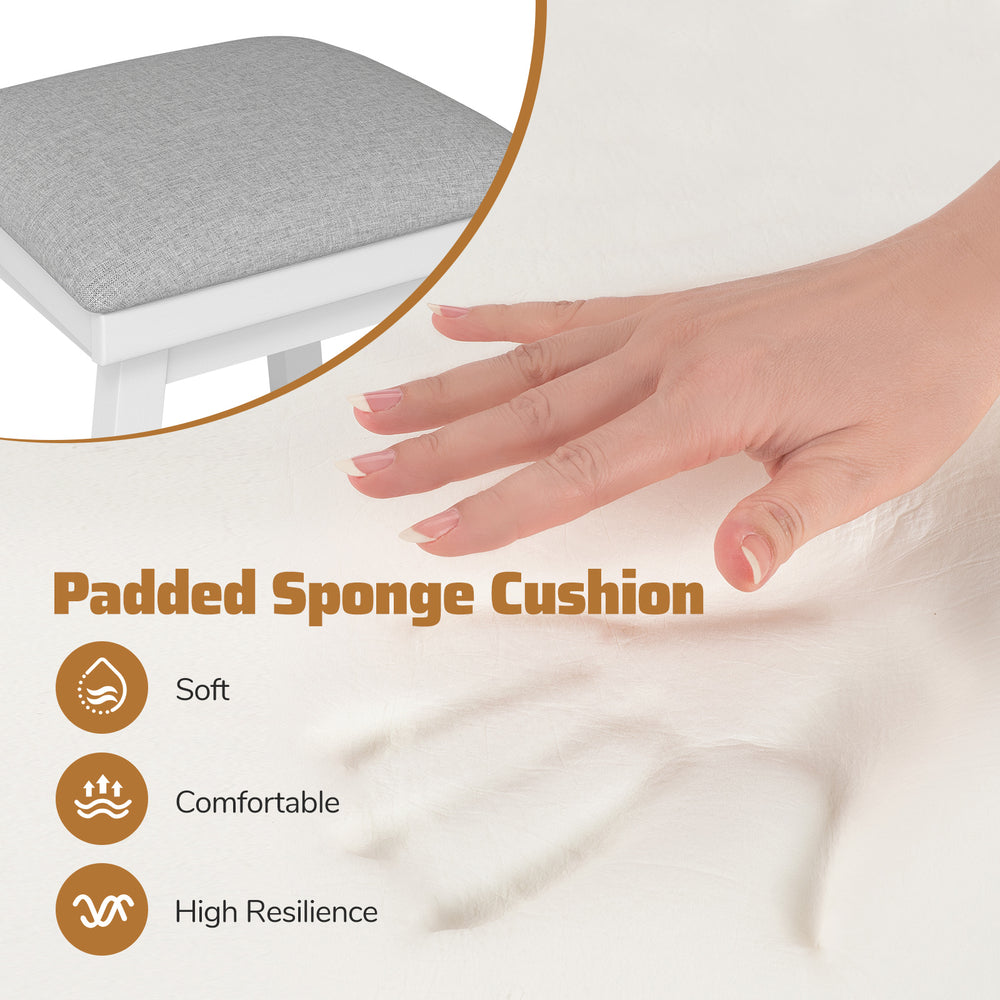 Padded sponge cushion detail showcasing softness and high resilience for 25-inch modern bar stools set of 2.