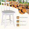 25-inch modern bar stool with white rubber wood frame and gray upholstered seat, ideal for dining and kitchen use.