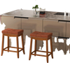 Set of 2 25-inch upholstered PU leather bar stools with saddle seat and wooden legs, perfect for kitchen or dining.