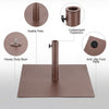 25-inch square patio umbrella base in brown with heavy-duty steel, adjustable pole, and anti-slip footpads for.