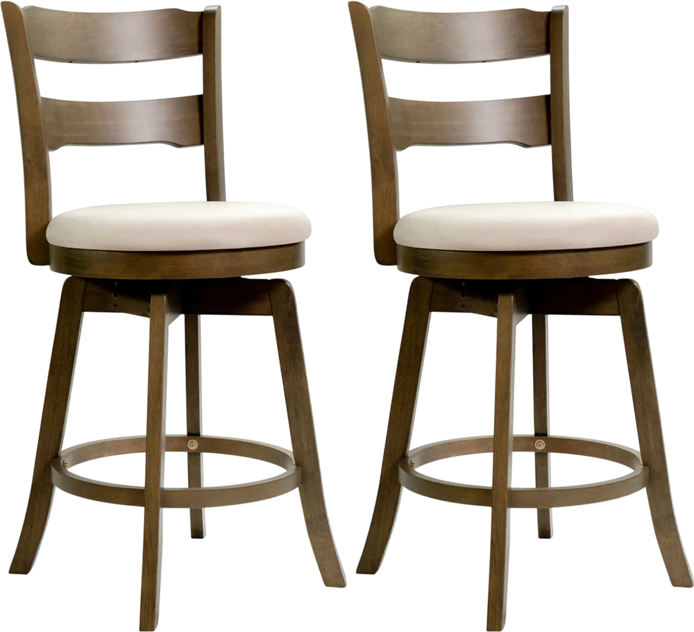25 Inch Swivel Counter Barstools Set of 2/4 with Backrest & Upholstered Seat