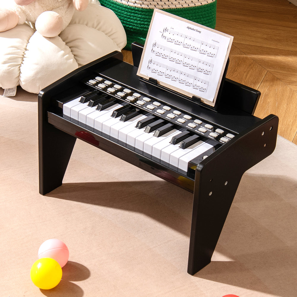 25 Keys Kids Piano Keyboard with Adjustable Speed and Volume-Black - Gallery View 1 of 9