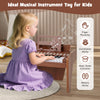 25-key kids piano keyboard in brown, featuring adjustable speed and volume, ideal for developing musical skills.