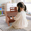 25-key kids piano keyboard in brown, featuring adjustable speed and teaching mode, perfect for toddlers aged 3+.
