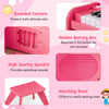 25-key pink kids piano keyboard with matching stool, featuring rounded corners and high-quality speaker for safe play.