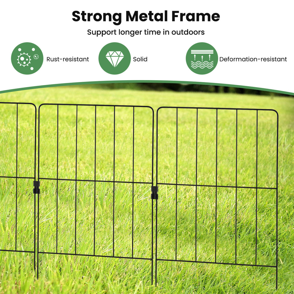Decorative garden fence set features a strong rustproof metal frame for stability and flexibility in outdoor use.