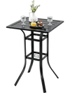 Square outdoor metal bar table with a 1.57" umbrella hole, perfect for patio dining and gatherings.
