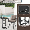 25" square patio dining table with a black metal frame and 1.57" umbrella hole, perfect for outdoor gatherings.