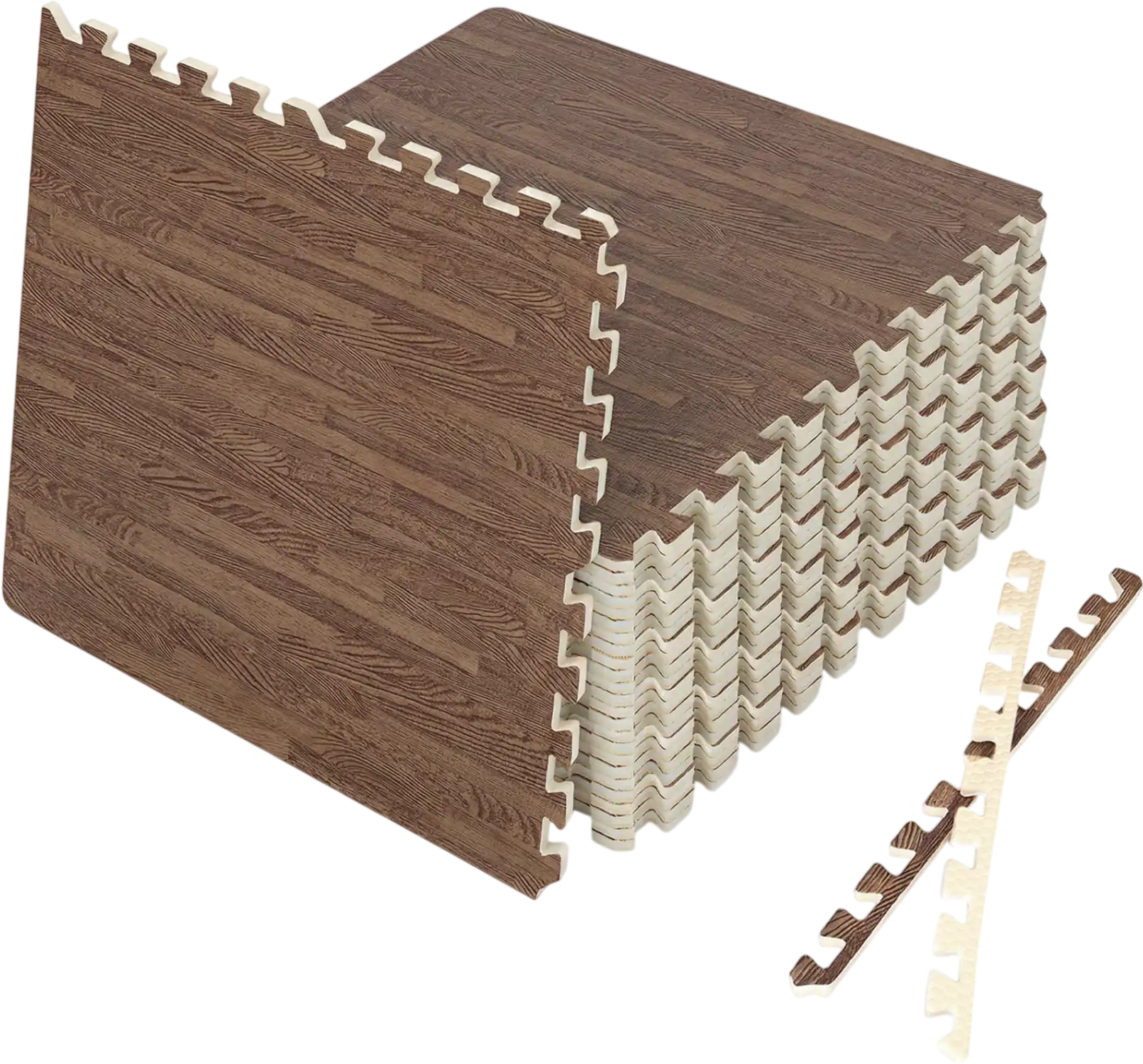 Costway Wood Grain Foam Floor Mats 25 Tiles w/ Borders 583691274 New