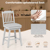 Modern 25-inch gray bar stool with upholstered swivel seat, padded sponge cushion, and sturdy rubber wood frame for.